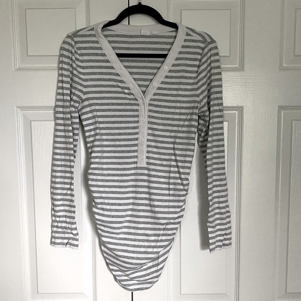 Gap maternity striped Henley shirt with buttons